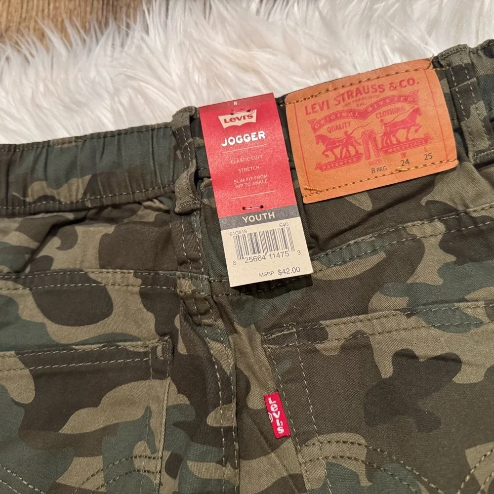 Levi’s‎ Boys Size 8 Green Camo Slim Stretch Jogger Pants NWT